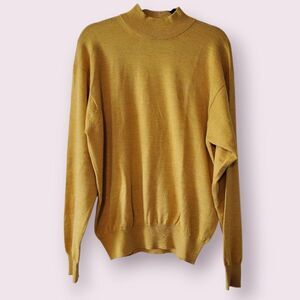Peter Millar Cashmere Wool & Silk Blend Sweater Mens Large Gold Mock Turtleneck